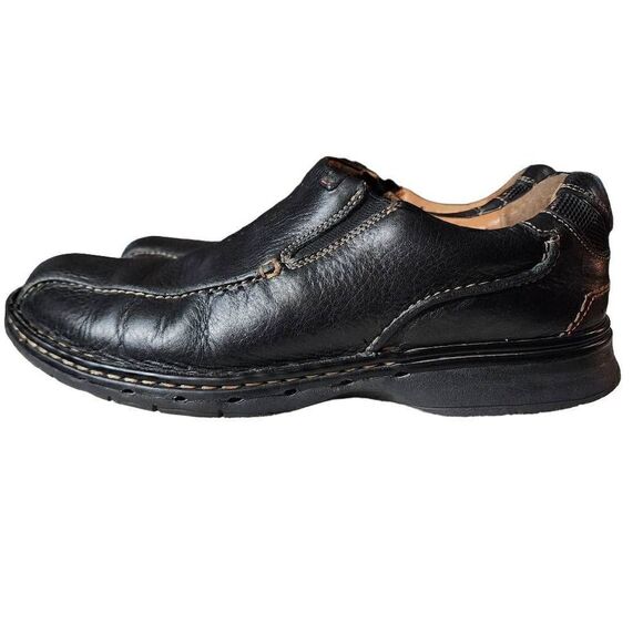 Clarks Structured Men's Loafer Slip-on Leather Comfort Shoes Black Size 11.5 - Picture 4 of 10